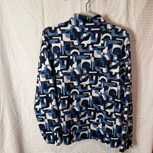 Striking Chico’s XL Blue-Black Snap Button-Up Top